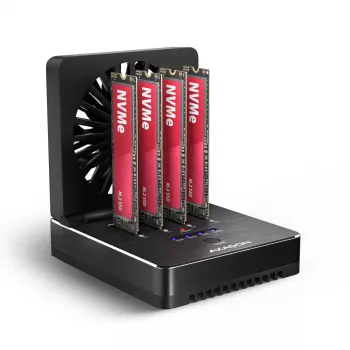 AXAGON ADSA-M2C44 USB4 40Gbps 4-Bay M.2 NVMe SSD Docking Station su neprisijungus veikiančia klonavimo funkcija, aliuminio korpusu, aktyviu aušinimu