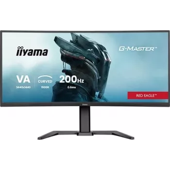 iiyama G-Master GCB3484WQSU-B2 Red Eagle 86.4 cm (34 inch) 3440 x 1440 pikselių UWQHD VA Išlenktas žaidimų monitorius 200Hz 0.6ms FreeSync Premium HDMI DisplayPort USB Hub Garsiakalbiai Juoda