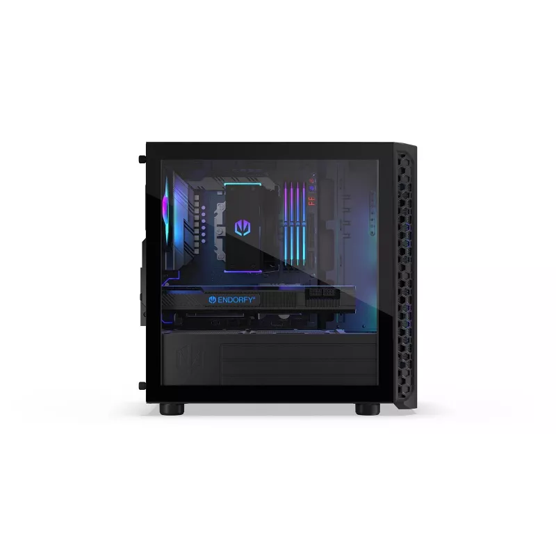 PC korpusas Endorfy Signum M30 ARGB — Micro Tower mATX, akytas priekis, 3x 120 mm ARGB ventiliatoriai, grūdintas stiklas, USB-C 20 Gb/s