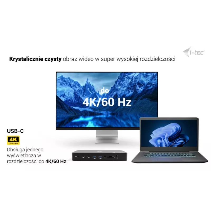 i-tec TB5 Triple Display Docking Station, 2x Thunderbolt 5, DP 2.1, 6x USB, M.2 NVMe lizdas, 2.5G LAN, SD/microSD, garsas, PD 140W