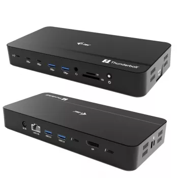 i-tec TB5 Triple Display Docking Station, 2x Thunderbolt 5, DP 2.1, 6x USB, M.2 NVMe lizdas, 2.5G LAN, SD/microSD, garsas, PD 140W