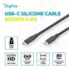 DIGITUS USB4 Version 2.0 Silicone Cable USB-C į USB-C 80Gbps 240W 16K 0,5m Juoda AK-300350-005-S