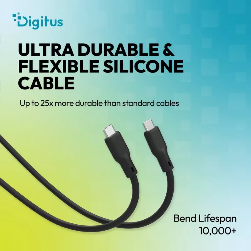 DIGITUS USB4 Version 2.0 Silicone Cable USB-C į USB-C 80Gbps 240W 16K 0,5m Juoda AK-300350-005-S