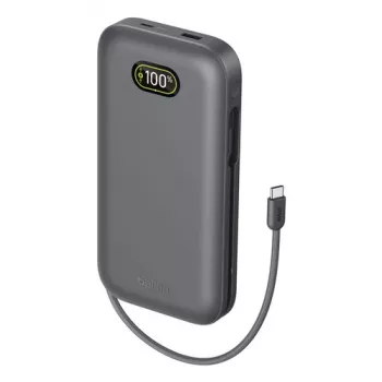 Belkin UltraCharge Pro Laptop Power Bank 27K 27000mAh 240W su integruotu USB-C laidu ir skaitmeniniu ekranu, anglies spalvos