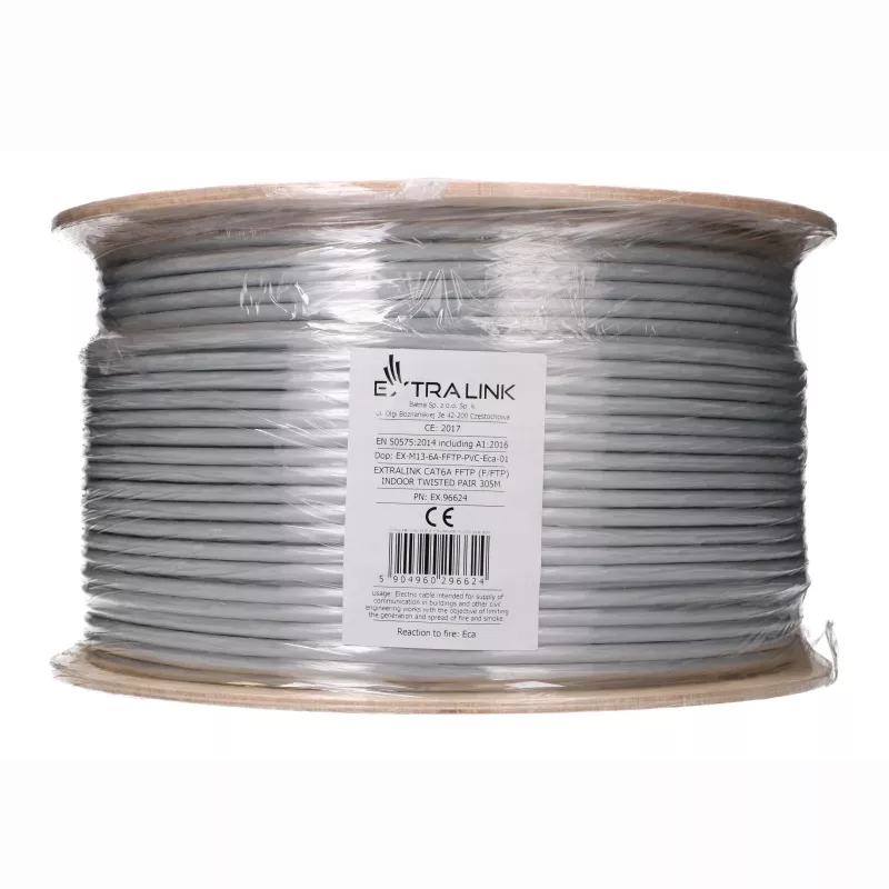 Extralink CAT6A F/FTP vidaus vytos poros instaliacinis kabelis 305 m EX.96624