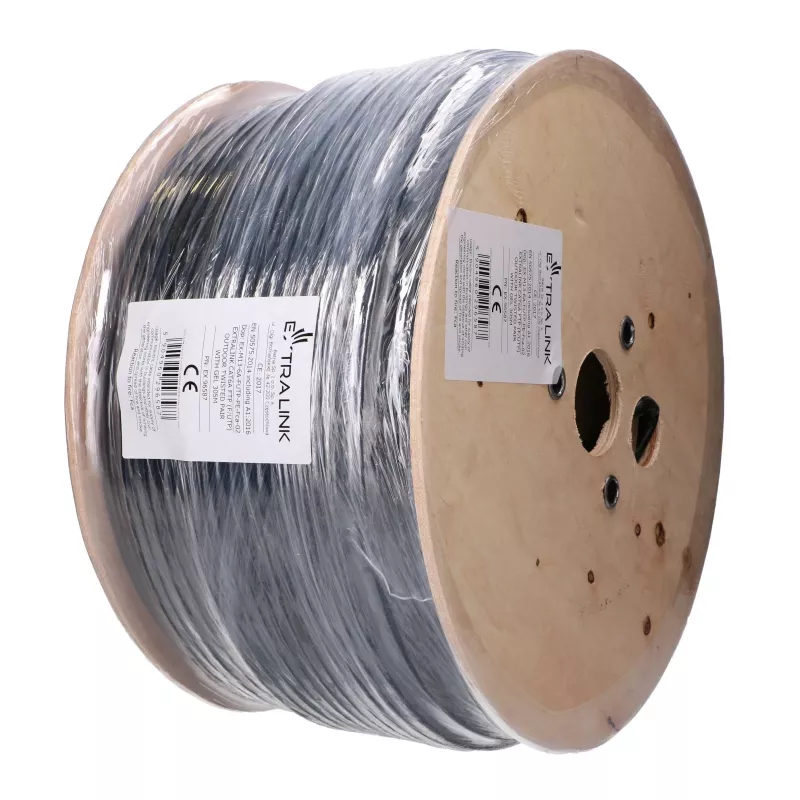 Extralink CAT6A FTP (F/UTP) lauko vytos poros kabelis su geliu 305 m EX.96587