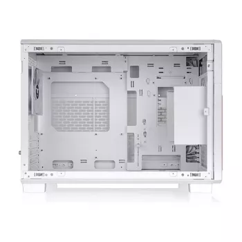 Thermaltake TR200 WS Snow White — Micro-ATX PC Case, Mesh su Tikro Medžio Priekinėmis Juostomis, 1x 120mm Ventiliatorius, USB-C, 360mm Radiatoriaus / 365mm GPU Palaikymas