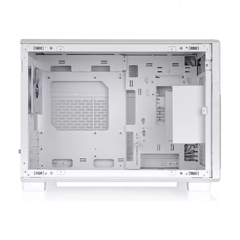 Thermaltake TR200 WS Snow White — Micro-ATX PC Case, Mesh su Tikro Medžio Priekinėmis Juostomis, 1x 120mm Ventiliatorius, USB-C, 360mm Radiatoriaus / 365mm GPU Palaikymas