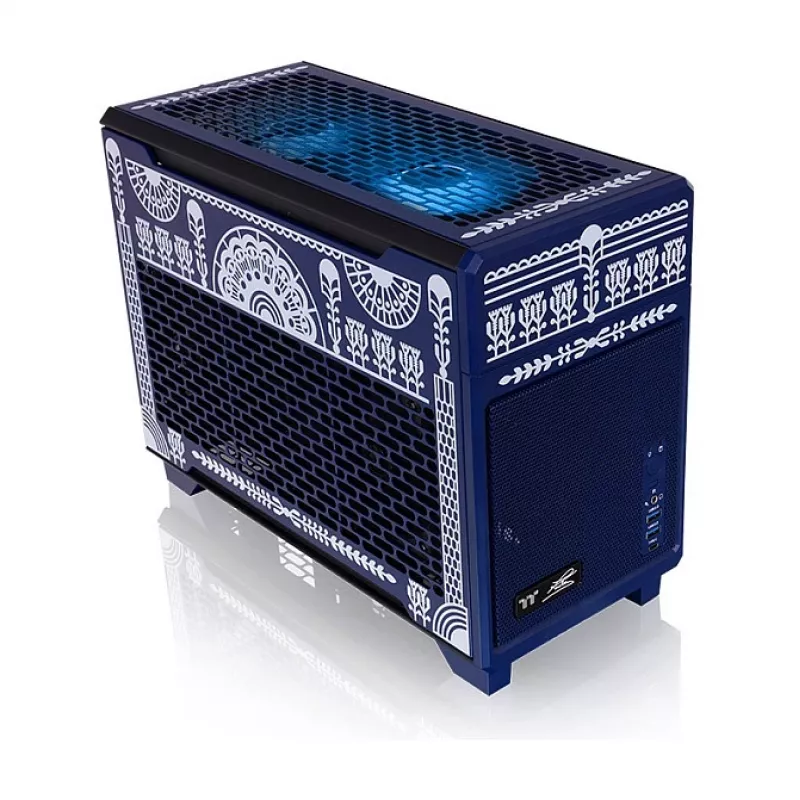 Thermaltake TR100 Koralie Edition Mini-ITX SFF Case Cobalt Blue - PCIe 4.0 Riser, SFX PSU, 360mm GPU - CA-11A-00SPNN-AR