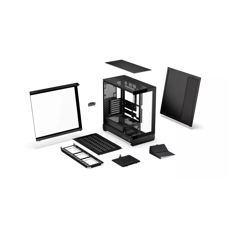 ENDORFY Fishtank 6000 Flex Mid-Tower PC Case - Black, Dual Tempered Glass, USB-C, E-ATX, Back-Connect Ready (No Fans)