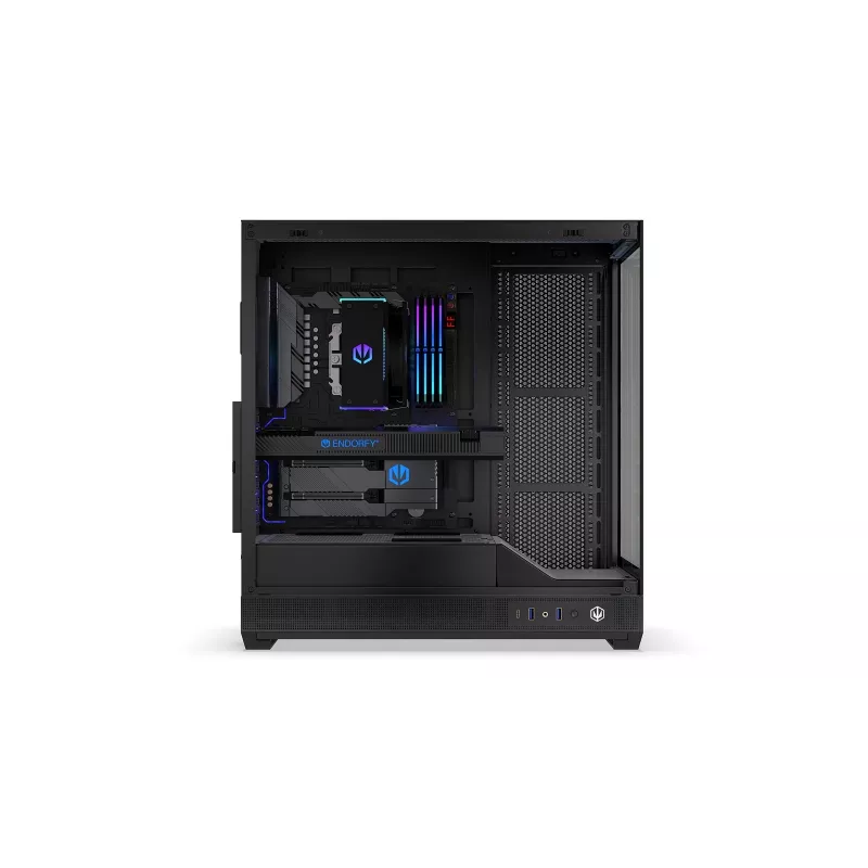 ENDORFY Fishtank 6000 Flex Mid-Tower PC Case - Black, Dual Tempered Glass, USB-C, E-ATX, Back-Connect Ready (No Fans)
