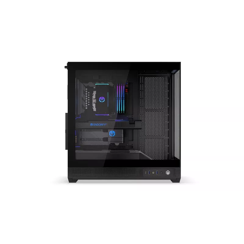 ENDORFY Fishtank 6000 Flex Mid-Tower PC Case - Black, Dual Tempered Glass, USB-C, E-ATX, Back-Connect Ready (No Fans)