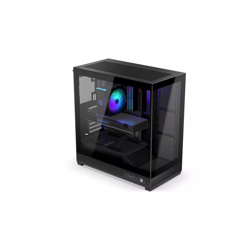 ENDORFY Fishtank 6000 Flex Mid-Tower PC Case - Black, Dual Tempered Glass, USB-C, E-ATX, Back-Connect Ready (No Fans)