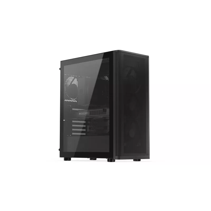 ENDORFY Ventum 400 Air ATX PC Case - Juoda, Grūdintas stiklas, 4x Stratus 120 PWM ventiliatoriai, USB-C