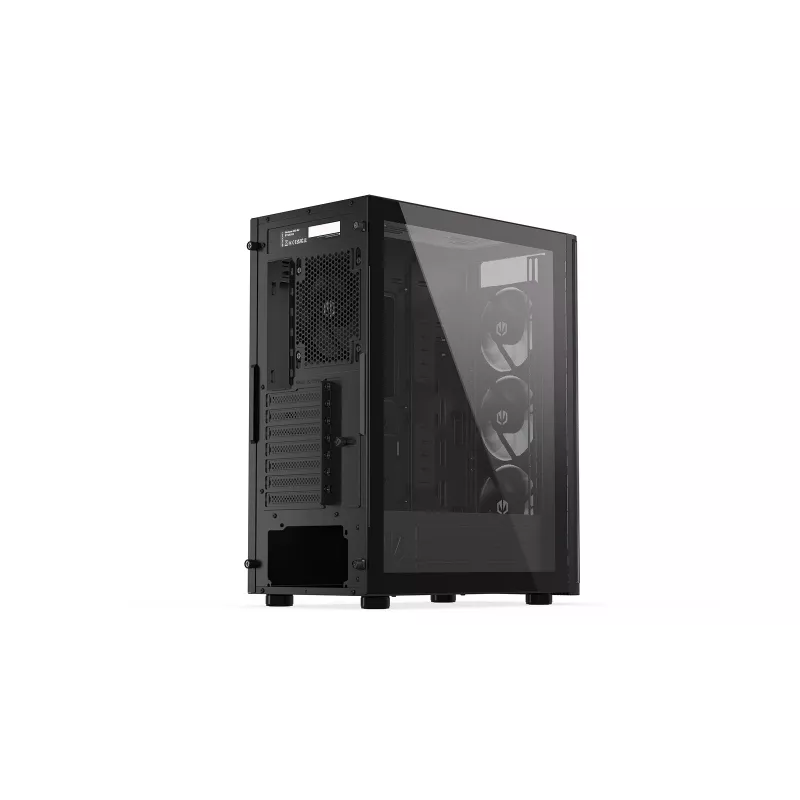 ENDORFY Ventum 400 Air ATX PC Case - Juoda, Grūdintas stiklas, 4x Stratus 120 PWM ventiliatoriai, USB-C