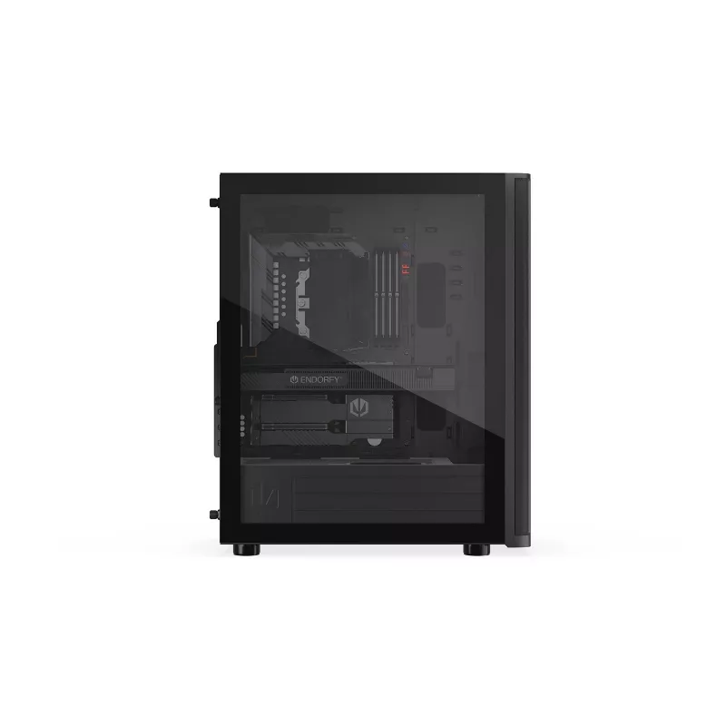 ENDORFY Ventum 400 Air ATX PC Case - Juoda, Grūdintas stiklas, 4x Stratus 120 PWM ventiliatoriai, USB-C