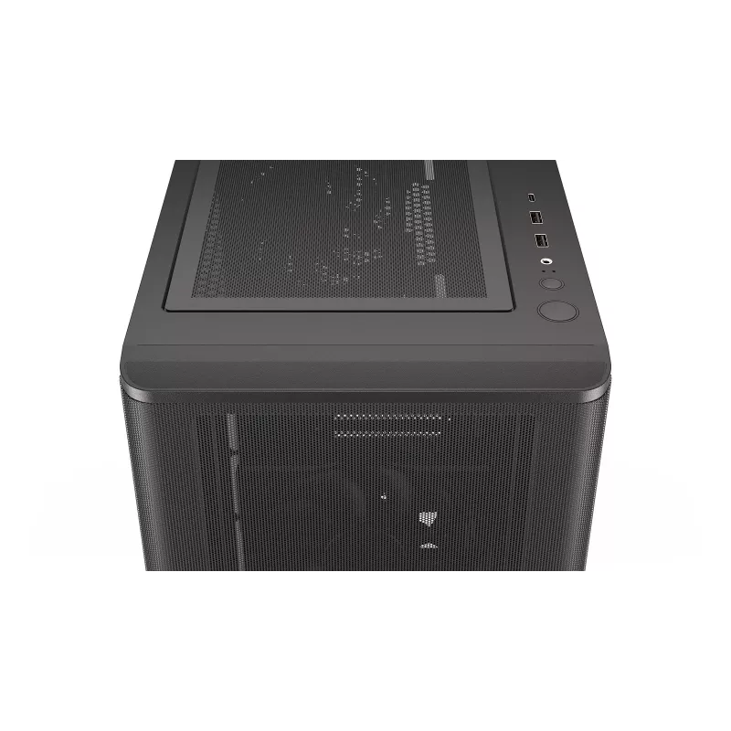 ENDORFY Ventum 400 Air ATX PC Case - Juoda, Grūdintas stiklas, 4x Stratus 120 PWM ventiliatoriai, USB-C