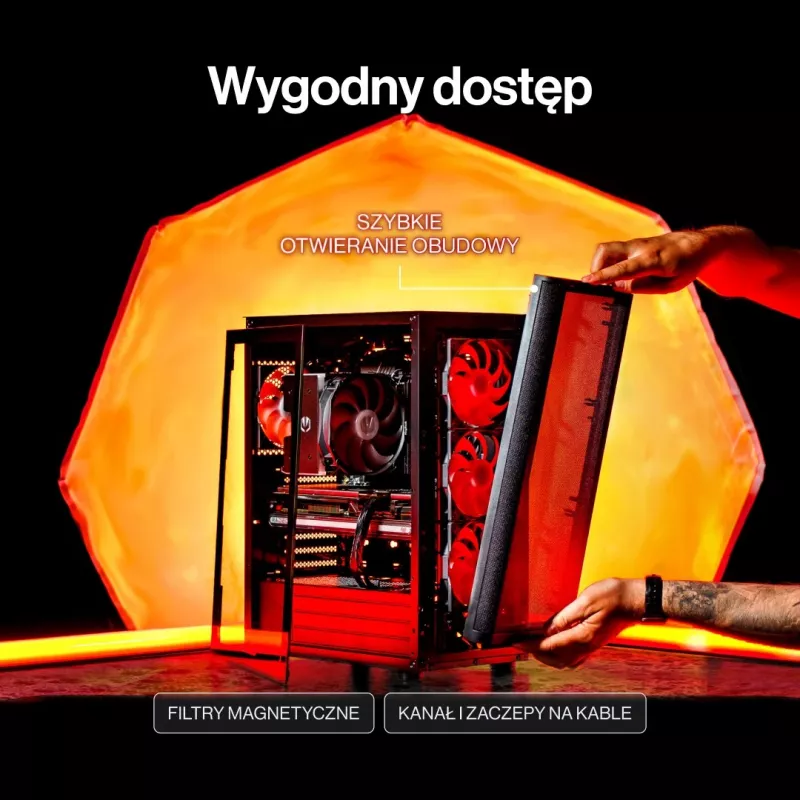 ENDORFY Ventum 400 Air ATX PC Case - Juoda, Grūdintas stiklas, 4x Stratus 120 PWM ventiliatoriai, USB-C