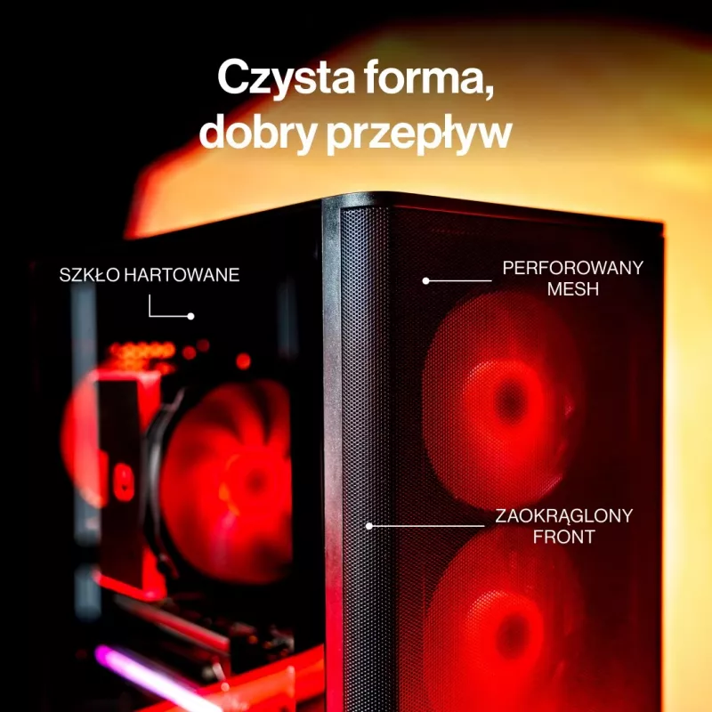 ENDORFY Ventum 400 Air ATX PC Case - Juoda, Grūdintas stiklas, 4x Stratus 120 PWM ventiliatoriai, USB-C