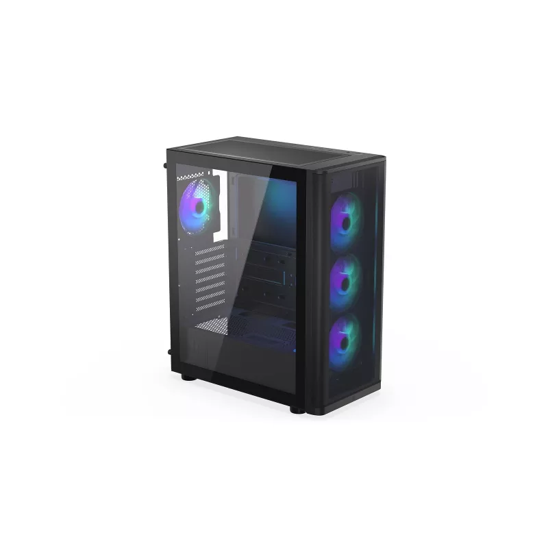 ENDORFY Ventum 400 ARGB ATX PC Case - Black, Tempered Glass, 4x Stratus 120 PWM ARGB Fans, ARGB & PWM Controller, USB-C
