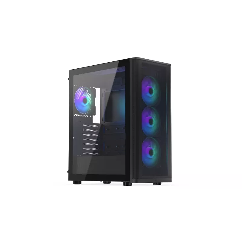ENDORFY Ventum 400 ARGB ATX PC Case - Black, Tempered Glass, 4x Stratus 120 PWM ARGB Fans, ARGB & PWM Controller, USB-C