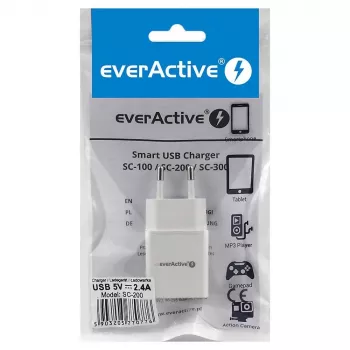everActive SC-200 USB-A sieninis įkroviklis 2.4A 12W Baltas