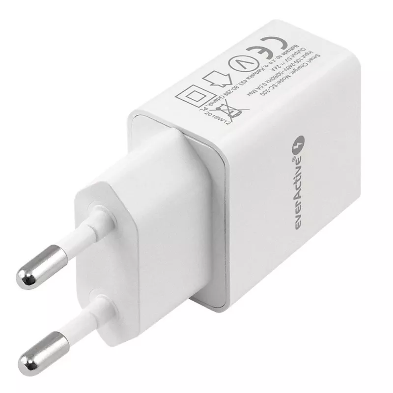 everActive SC-200 USB-A sieninis įkroviklis 2.4A 12W Baltas