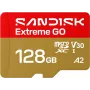 SanDisk Extreme Go microSDXC 128 GB, UHS-I U3 V30 A2, Read 240 MB/s, Write 120 MB/s, SDSQXGN-128G-GN6MN