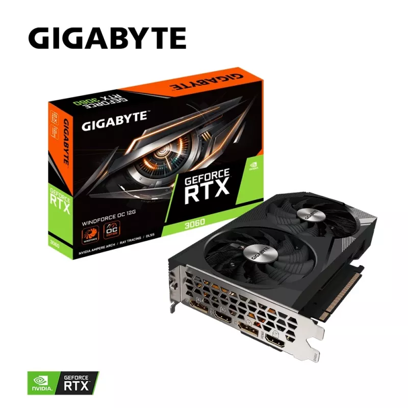 Gigabyte GeForce RTX 3060 WINDFORCE OC 12G (rev. 2.0) NVIDIA 12 GB GDDR6 Graphics Card GV-N3060WF2OC-12GD2.0