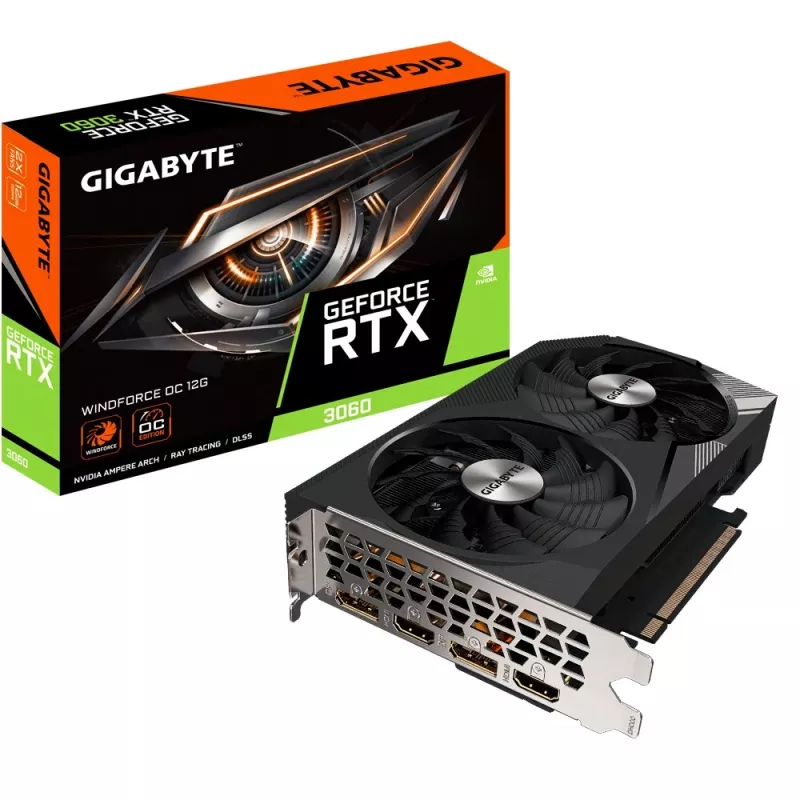 Gigabyte GeForce RTX 3060 WINDFORCE OC 12G (rev. 2.0) NVIDIA 12 GB GDDR6 Graphics Card GV-N3060WF2OC-12GD2.0