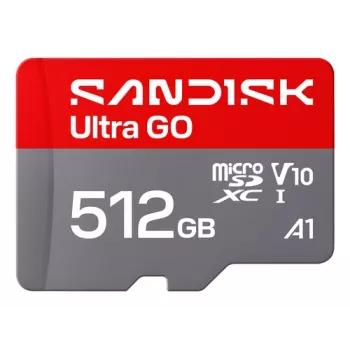SanDisk Ultra GO microSDXC 512GB UHS-I U1 V10 A1 — iki 190 MB/s skaitymo, su SD adapteriu, SDSQUGN-512G-GN6MN
