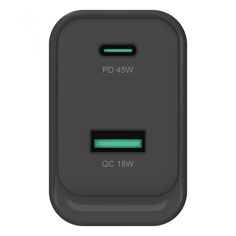 Conceptronic ALTHEA20B45 45W GaN USB-C PD & USB-A QC 3.0 Dual-Port Wall Charger Black
