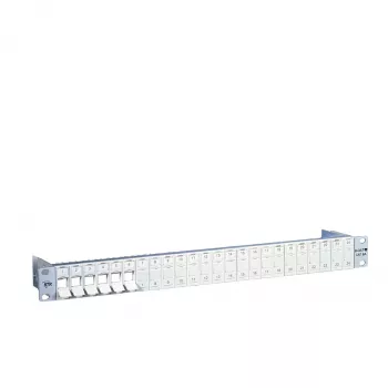 METZ CONNECT BTR E-DAT modulinis pataisos skydas - 24 prievadai - Cat.6A - ekranuotas - 1U - šviesiai pilkas (RAL 7035) - 130920-00-E