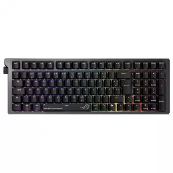 ASUS ROG Strix Morph 96 belaidė žaidimų klaviatūra, 96% išdėstymas, ROG NX Snow jungikliai, karštai keičiami, trijų režimų ryšys, juoda