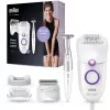 Braun Silk-épil 5 5-825 Power Epiliatorius, Baltas/Rožinis, 28 pincetai, MicroGrip, Laidinis