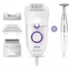 Braun Silk-épil 5 5-825 Power Epiliatorius, Baltas/Rožinis, 28 pincetai, MicroGrip, Laidinis