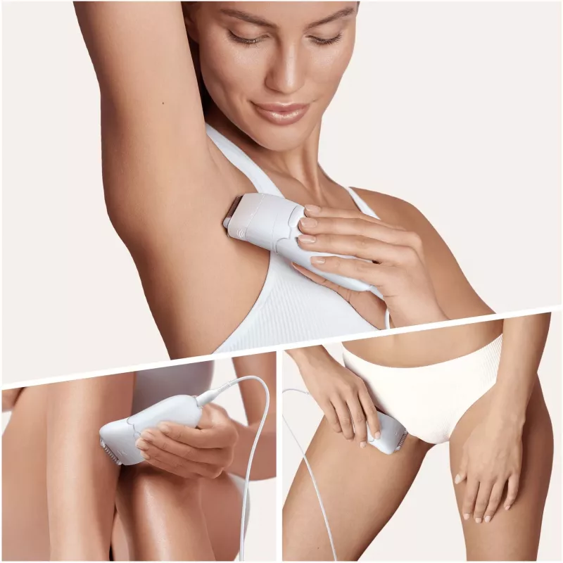 Braun Silk-épil 5 5-825 Power Epiliatorius, Baltas/Rožinis, 28 pincetai, MicroGrip, Laidinis
