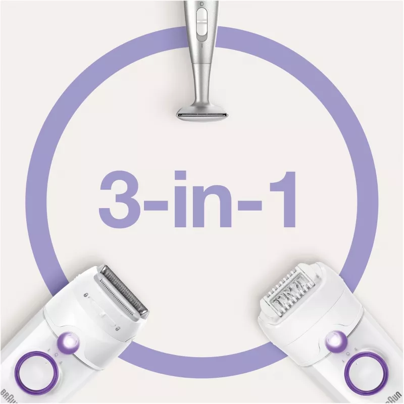 Braun Silk-épil 5 5-825 Power Epiliatorius, Baltas/Rožinis, 28 pincetai, MicroGrip, Laidinis