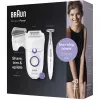 Braun Silk-épil 5 5-825 Power Epiliatorius, Baltas/Rožinis, 28 pincetai, MicroGrip, Laidinis