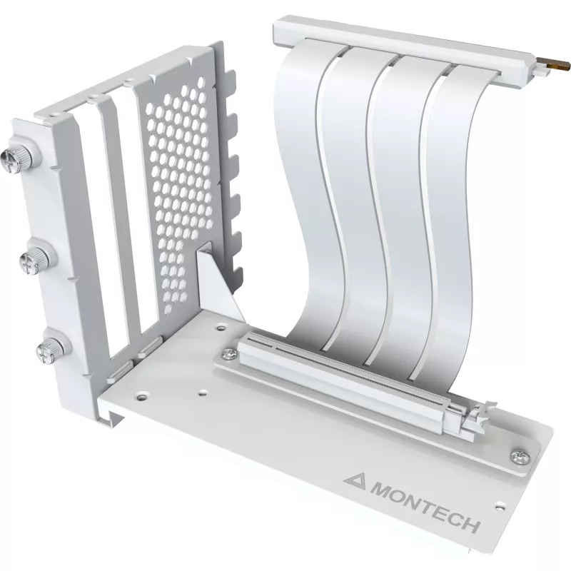 MONTECH Vertikalus GPU montavimo rinkinys PCIe 4.0 lanksčiu kabeliu Baltas 20cm
