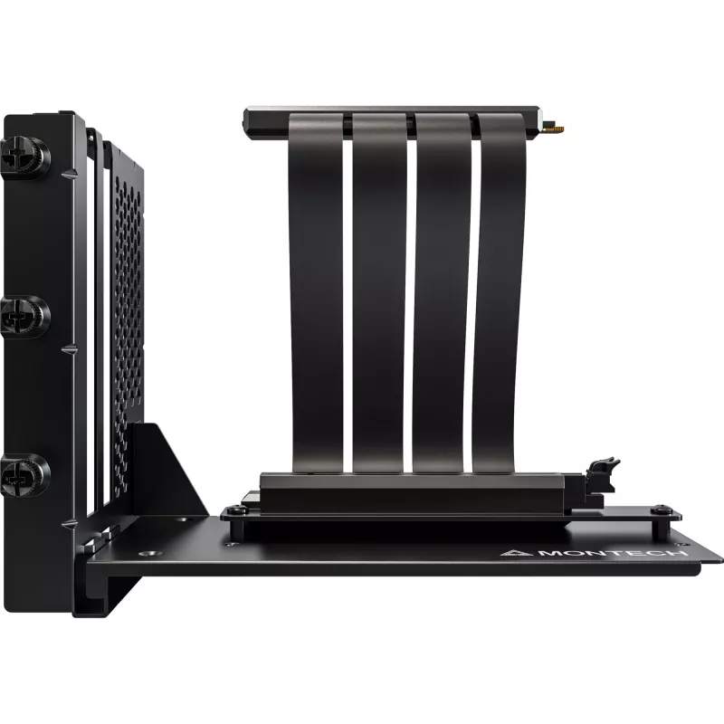 MONTECH Vertikalus GPU montavimo rinkinys PCIe 4.0 lanksčiu kabeliu juodas 20cm