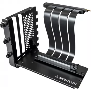 MONTECH Vertikalus GPU montavimo rinkinys PCIe 4.0 lanksčiu kabeliu juodas 20cm