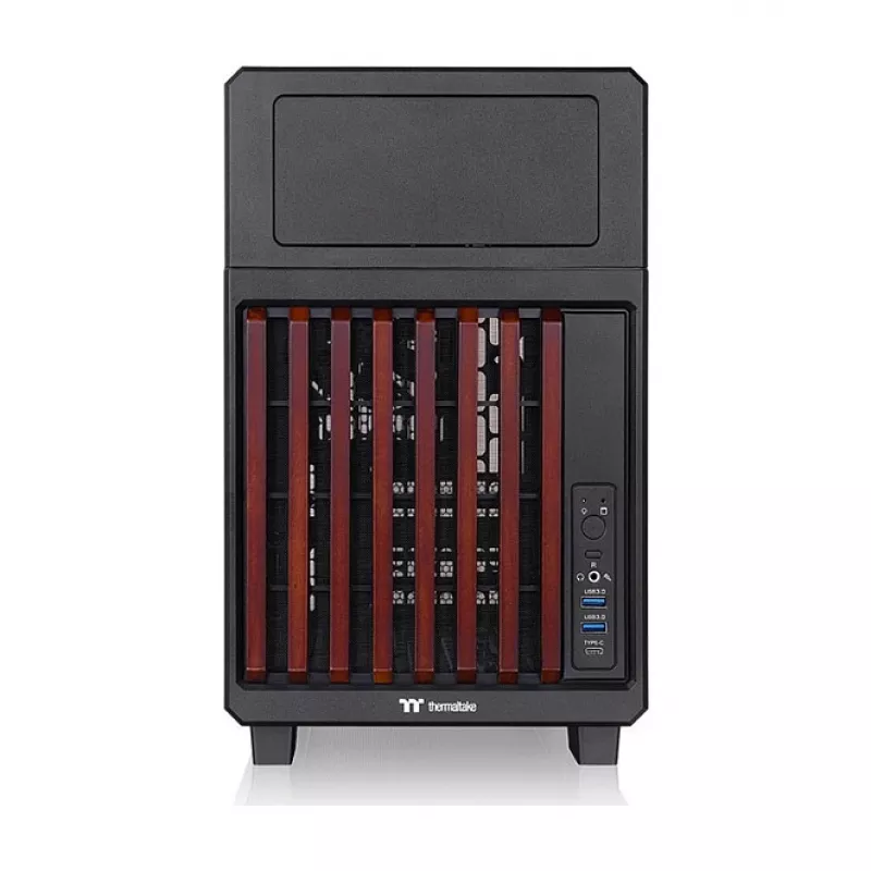 Thermaltake TR200 WS Super Mini Tower Case, Black/Wood, Tempered Glass