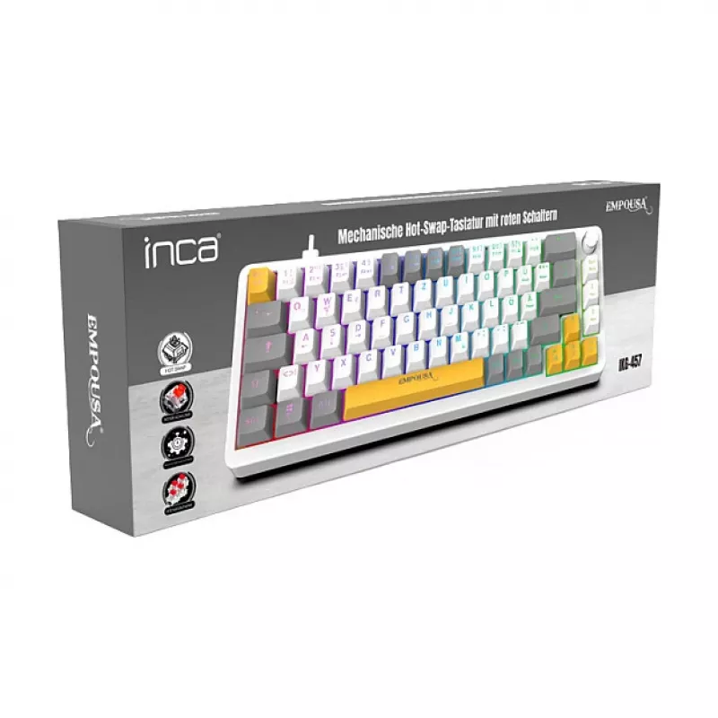 INCA Gaming Keyboard RGB Red Switch USB Mechanical 2.00m White (IKG-457)