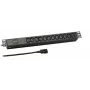 EFB Electronics EK631CC.1 19 inch 1U maitinimo paskirstymo įrenginys (PDU) su 12x C13 lizdais, C14 įvadu, 2m kabeliu, juodas