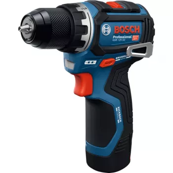 Bosch Professional GSR 12V-32 belaidis gręžtuvas-suktuvas, 12V, mėlyna/juoda, 2x 2,0 Ah ličio jonų akumuliatoriai, 24 dalių priedų rinkinys, įrankių krepšys