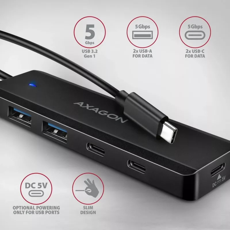 i-tec HUB 4-Port 5Gbps 2x USB-A 2x USB-C USB-C Power IN 19cm Cable HUE-C2C