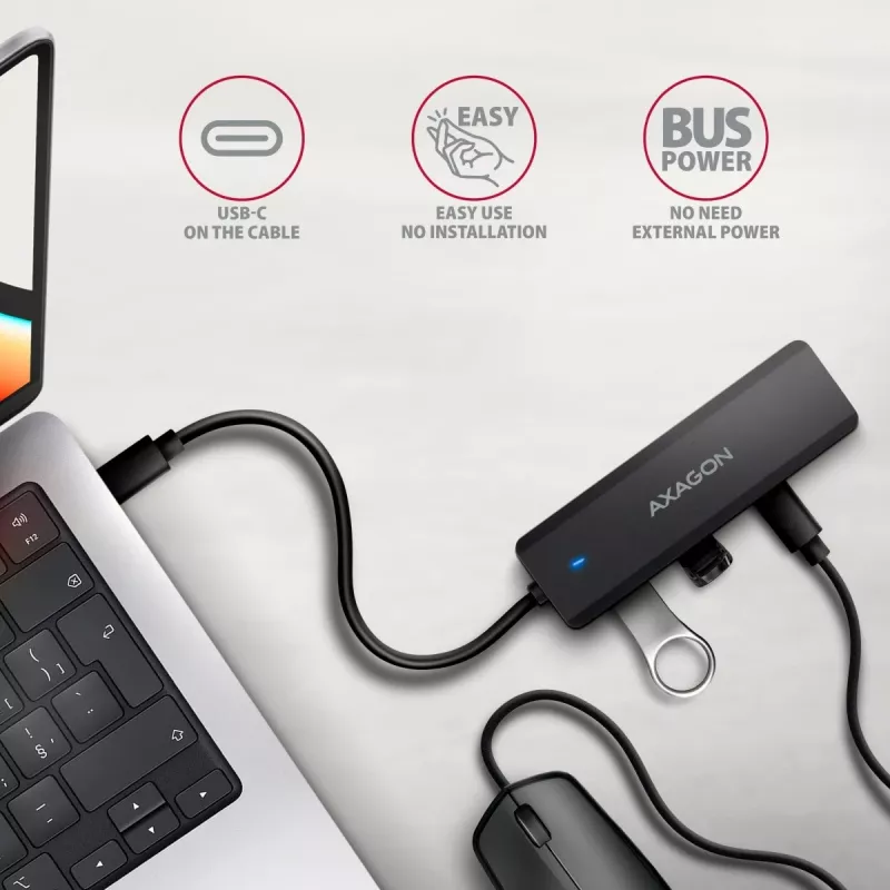 i-tec HUB 4-Port 5Gbps 2x USB-A 2x USB-C USB-C Power IN 19cm Cable HUE-C2C