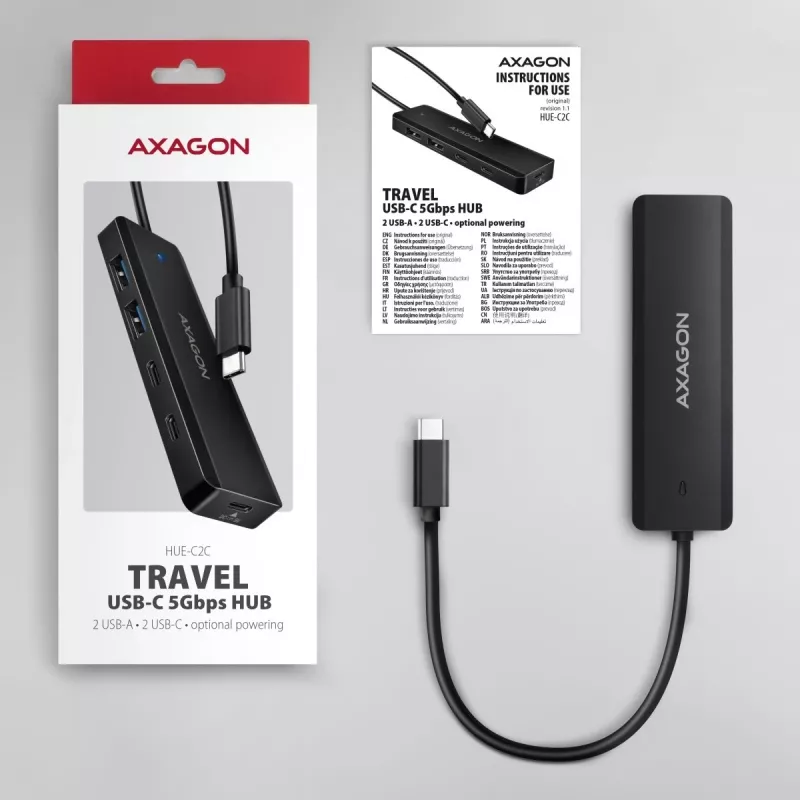 i-tec HUB 4-Port 5Gbps 2x USB-A 2x USB-C USB-C Power IN 19cm Cable HUE-C2C