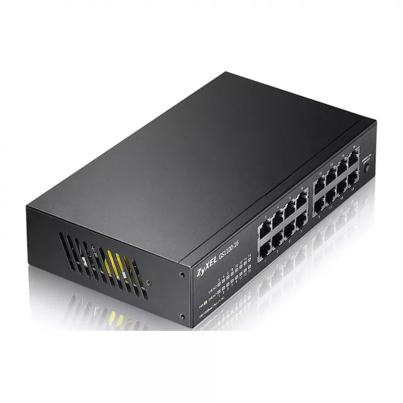 ZyXEL GS1100-16E 16 prievadų Gigabit nevaldomas metalinis jungiklis